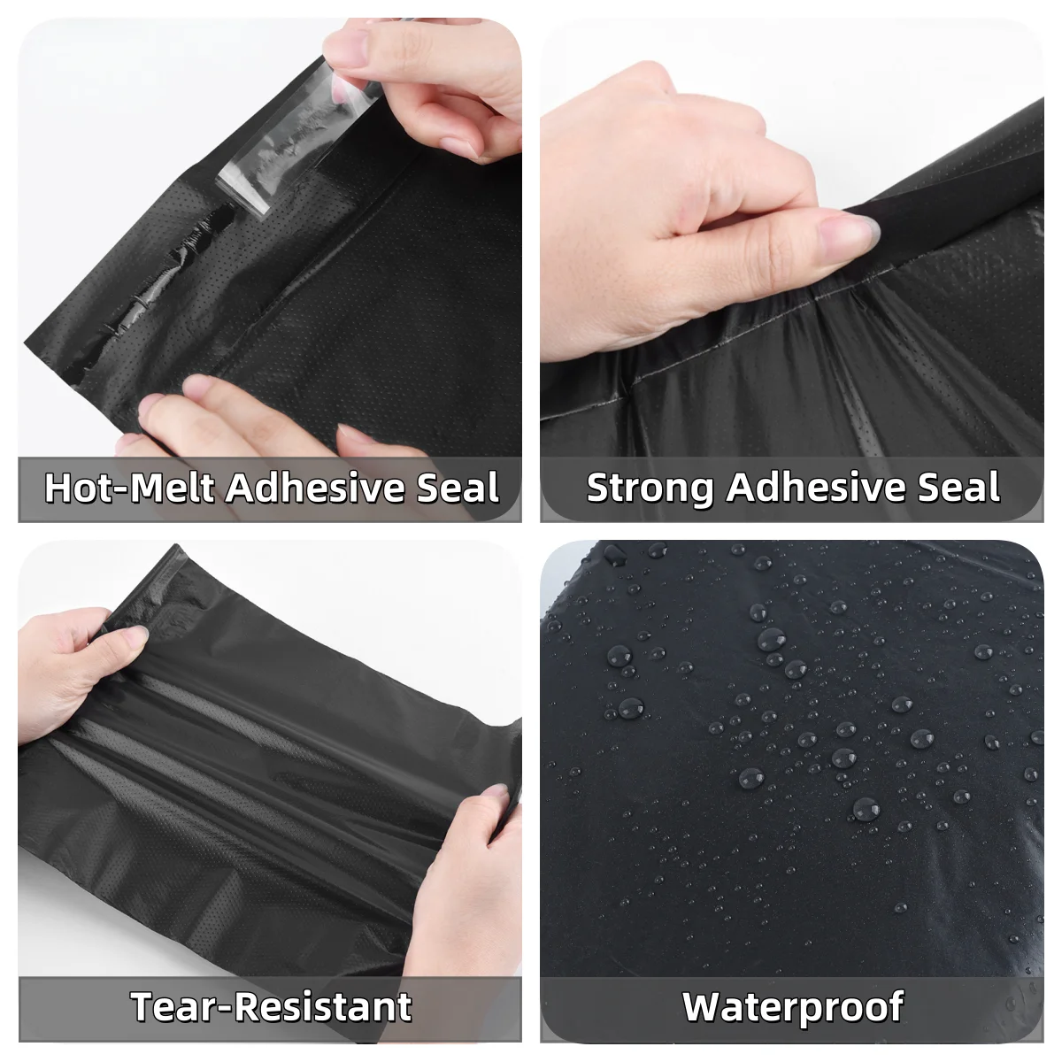50pcs 40x55cm Premium Black Poly Mailers Waterproof Durable Courier Bags for Business Warehouse Packing Parcel Shipping