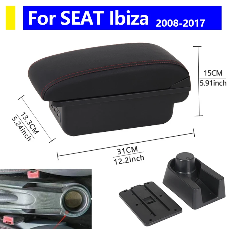 

Armrest For Seat Ibiza For Ibiza MK4 IV 6J 2008-2017 Interior Design Car Console Black Armrest Storage Box Car Accessories