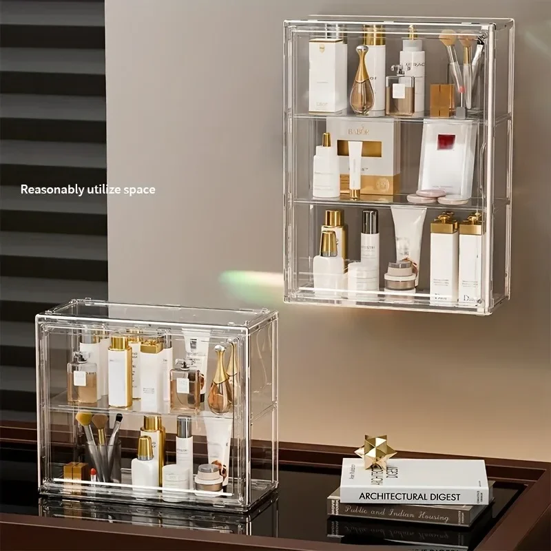 2/3PCS Magnetic Door 3-Tier Display Case Transparent Plastic Shelf with Adjustable Dividers Doll/Secret Room Box Collectible Box