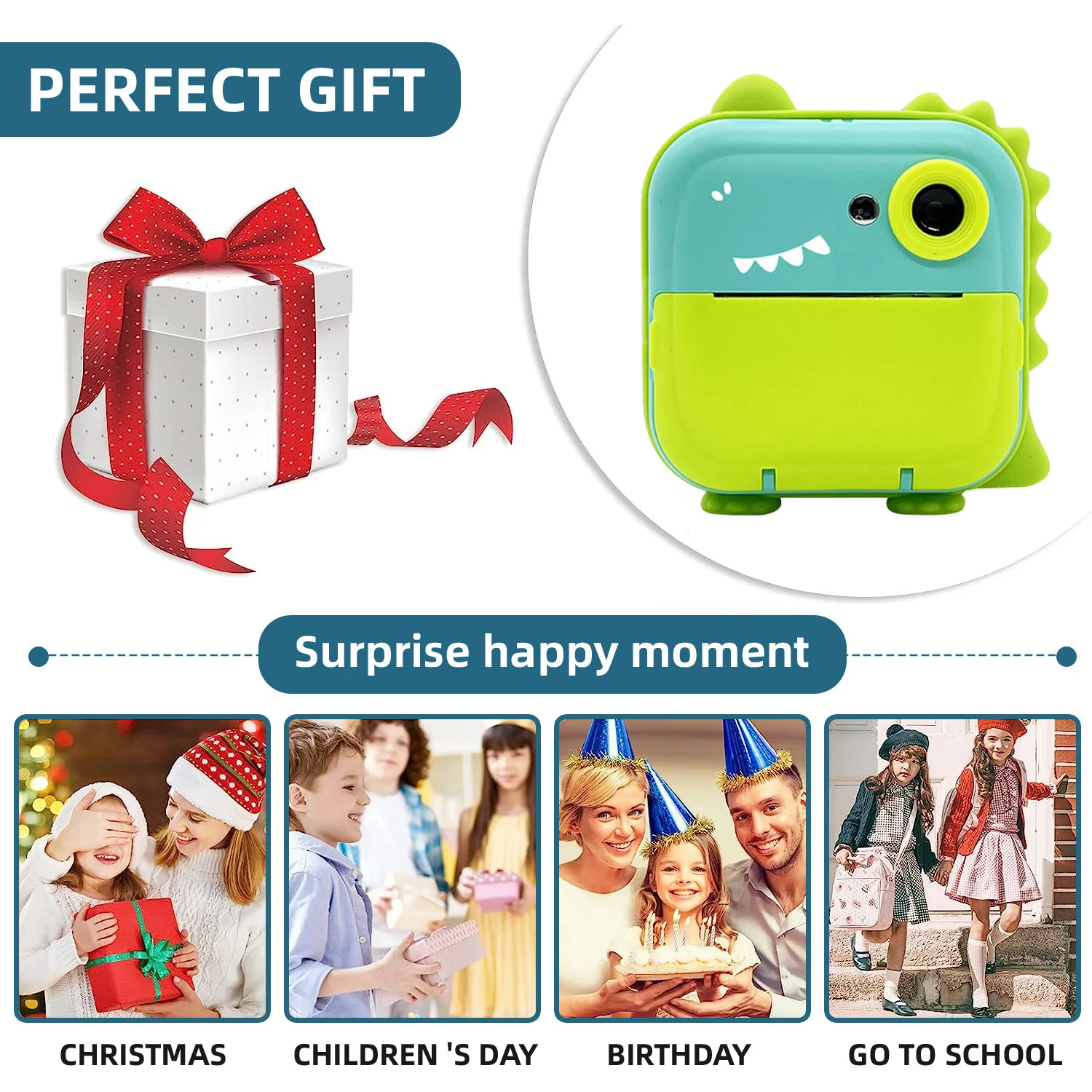 Kids Instant Camera Picture Printing IPS Screen HD Digital Camera With Lanyard Toy Unicorn Toys Picture Printer Children Gifts