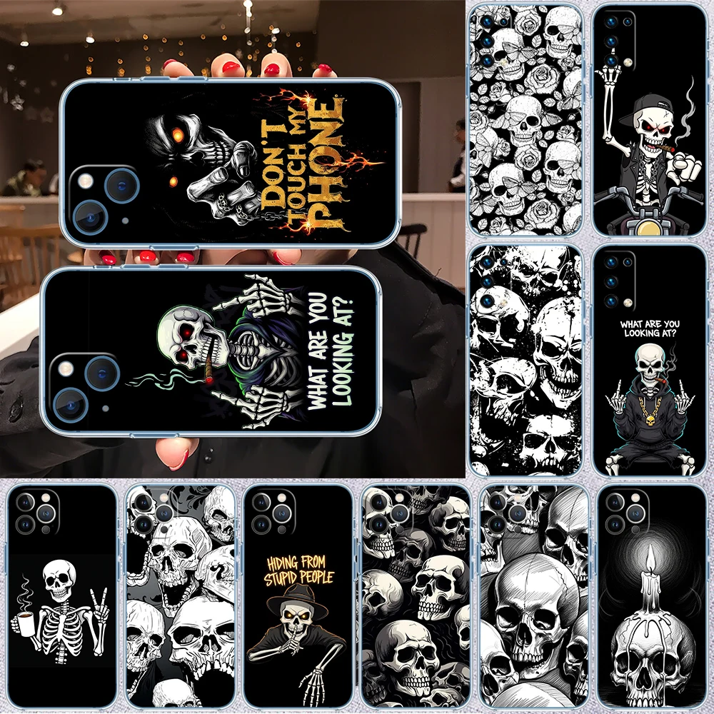 II64 Skeleton Skull Transparent Phone Case for Samsung Galaxy A04 A04S A14 A23 A34 A54 M23 M33 M52 M53
