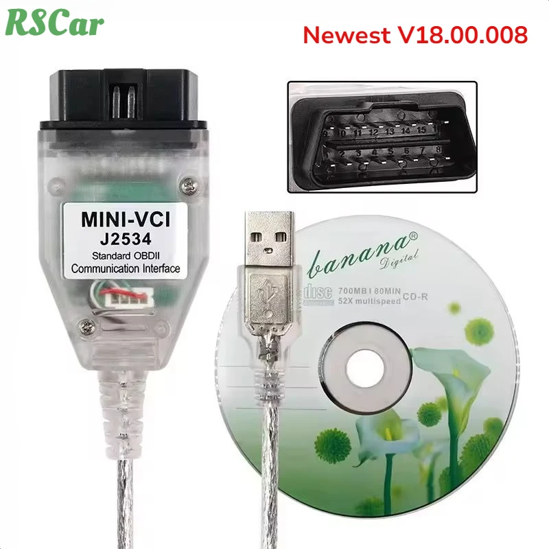 

New VCI J2534 FT232RL Interface V18.00.008 OBD2 Car Diagnostic Cable FTDI Chip TIS Techstream Auto Diagnostic Scanner ForToyota