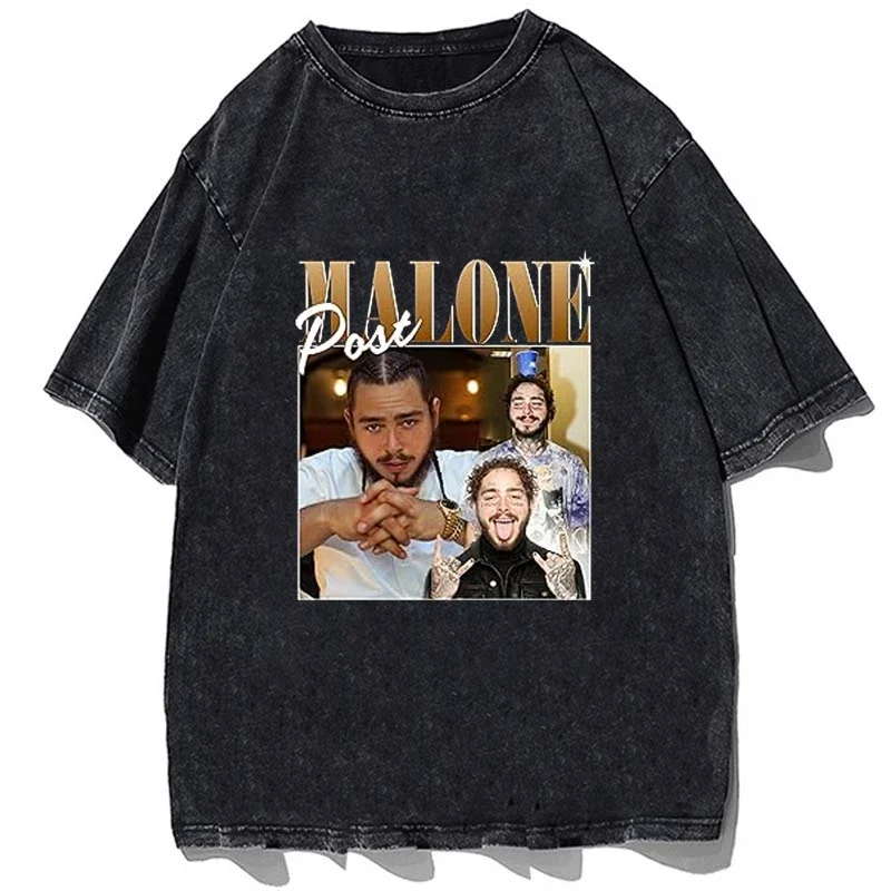 Men Casual T Shirt Vintage 80s Post-Malone Bootleg Merch Novelty Cotton Hip Hop Short Sleeve T-Shirt Summer Round Neck Clothing