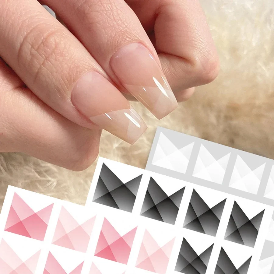 3 قطع من ملصقات الأظافر على الطراز الفرنسي المتدرج، ملصقات فنية للأظافر سهلة الاستخدام لتزيين الأظافر اللاصقة #1
