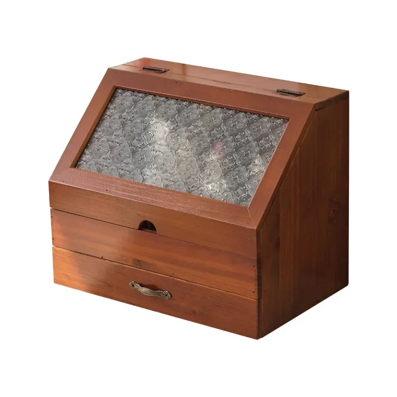 Log Retro Ledger for Storing Wooden Tabletop Debris Cosmetics Water Emulsion Sorting Box