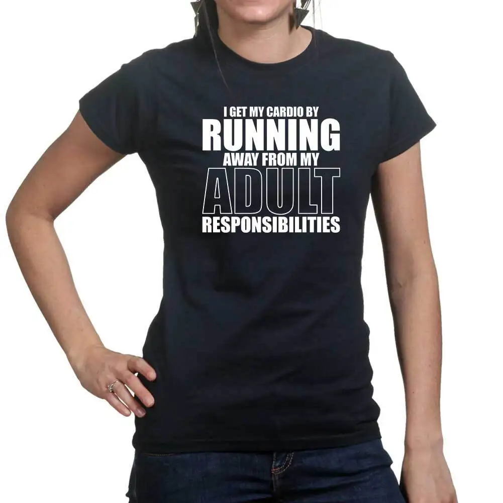 

I Get My Cardio By Running - Fitness Funny T Shirts for Women