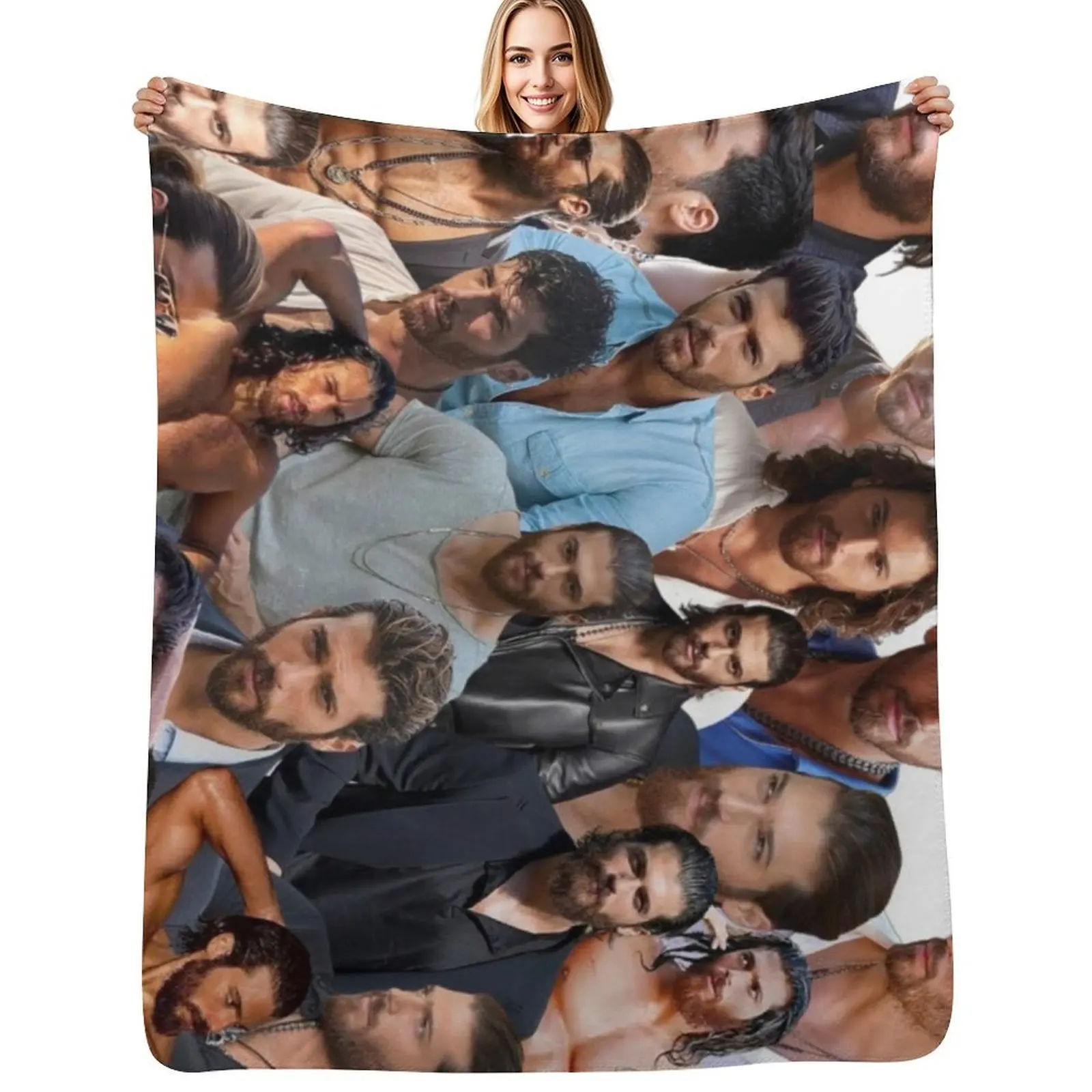 

Can Yaman photo collage Throw Blanket Furry christmas gifts sofa bed Picnic Blankets
