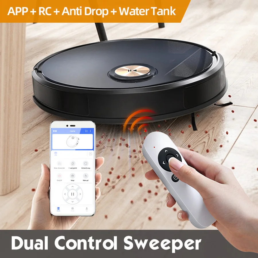 App & Remote control vacuum sweeper home large robotic wet and dry with water tank sweep mop floor smart robot vaccum cleaner