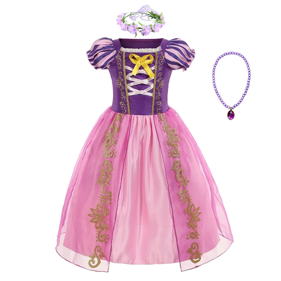 Girls Princess Dress Rapunzel Costume Vestido Fancy Birthday Party Gift Carnival Party Ball Gown Children Clothing Outfit