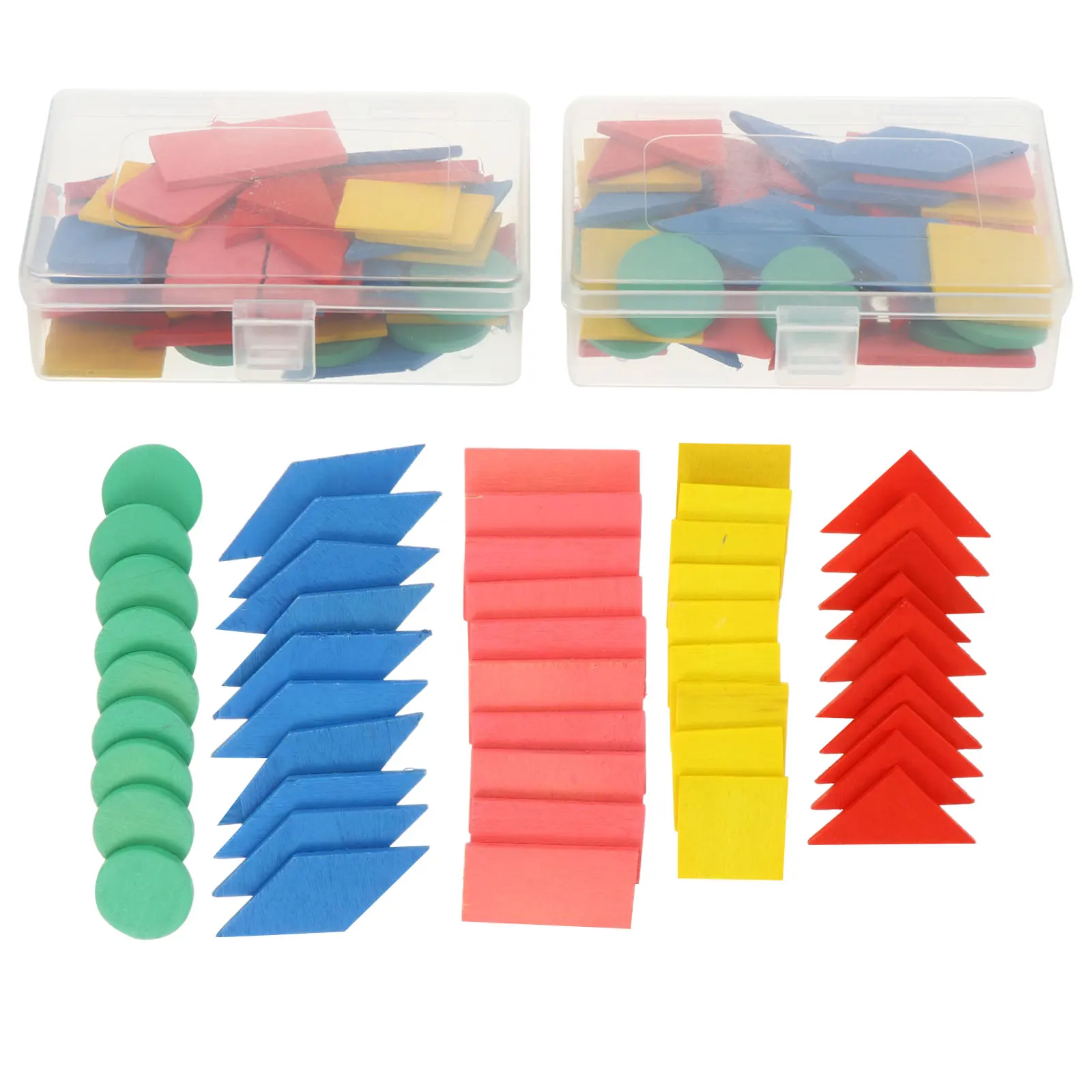 

2 Sets 100 Pieces Geometric Shapes Puzzle Toys Wooden Kids Early Education Learning Shape Teaching Aids