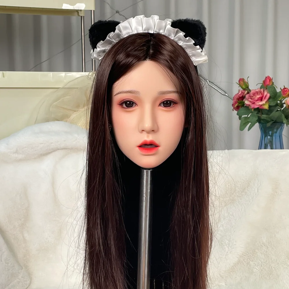 Nuovo modello di testa femminile, carino, con consistenza realistica della pelle, realizzato in silicone, per parrucchieri, da collezione (senza accessori)