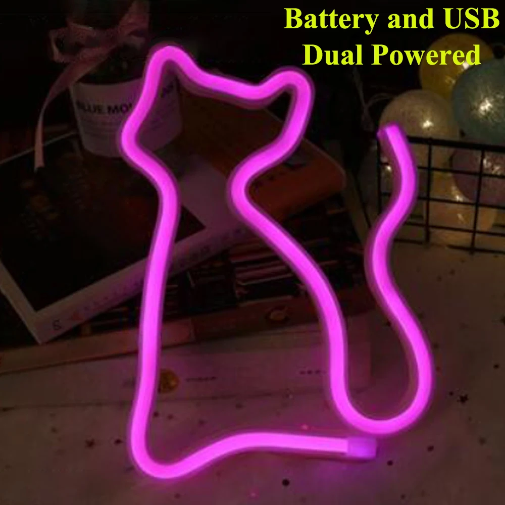 

Cute Cat LED Neon Sign 18x23cm Pink Warm White Waterproof for Indoor Outdoor Home Bedroom Wall Decoration Lamp Lights Wholesale