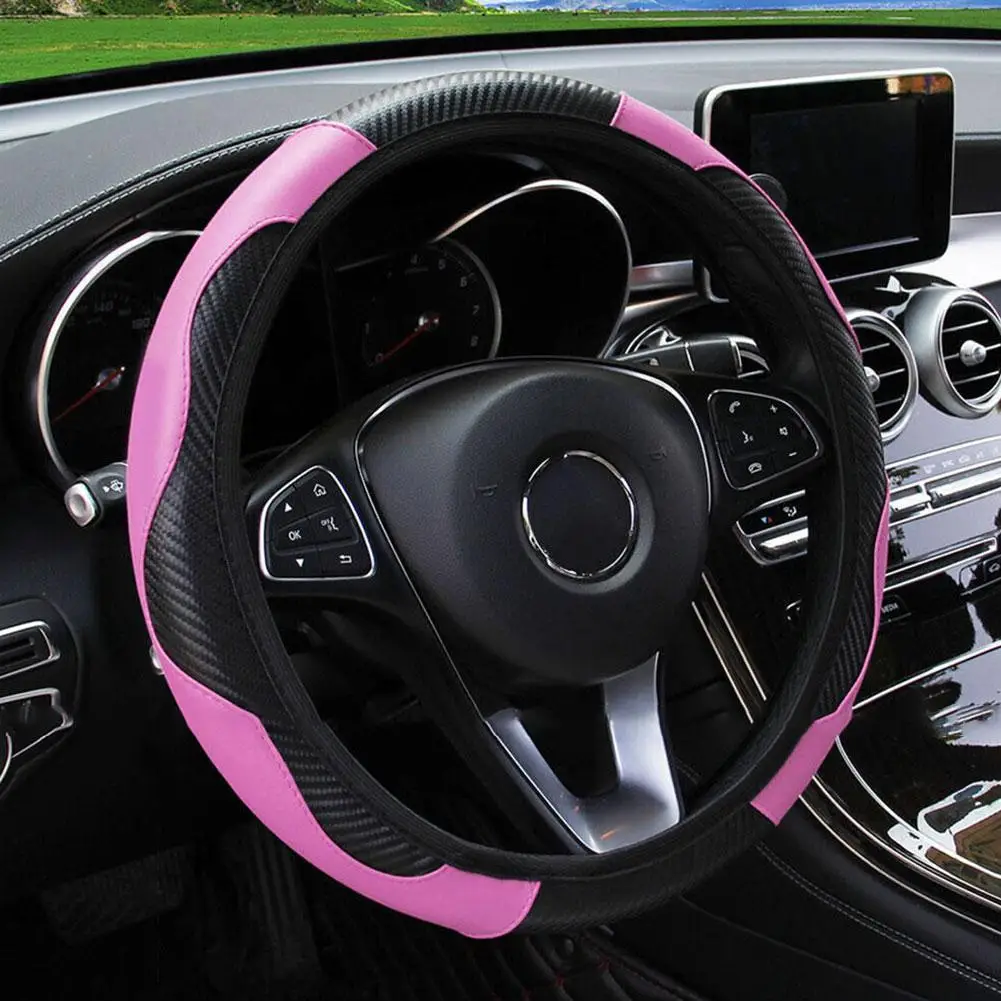 Universal Leather Car Steering Wheel Cover For Renault Megane 2/3 Captur Clio Scenic Duster Kudjar Triber Auto Accessories K3L3