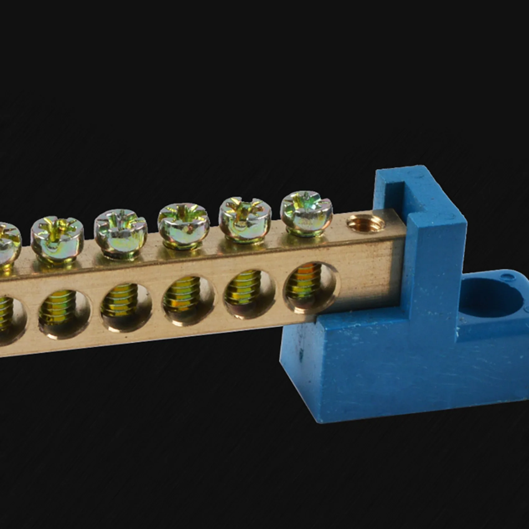 DT19-Terminal Block Blue Terminal Bus Bar 10 Positions Screw Brass Terminal Grounding Strip Bus Bar Block Pack Of 10