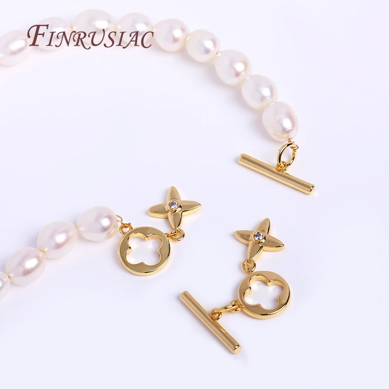 18k Gold Plated Round Flower Toggle Clasp,Fashion OT Clasp With Star Charms,Suitable For Jewelry Making Supplies