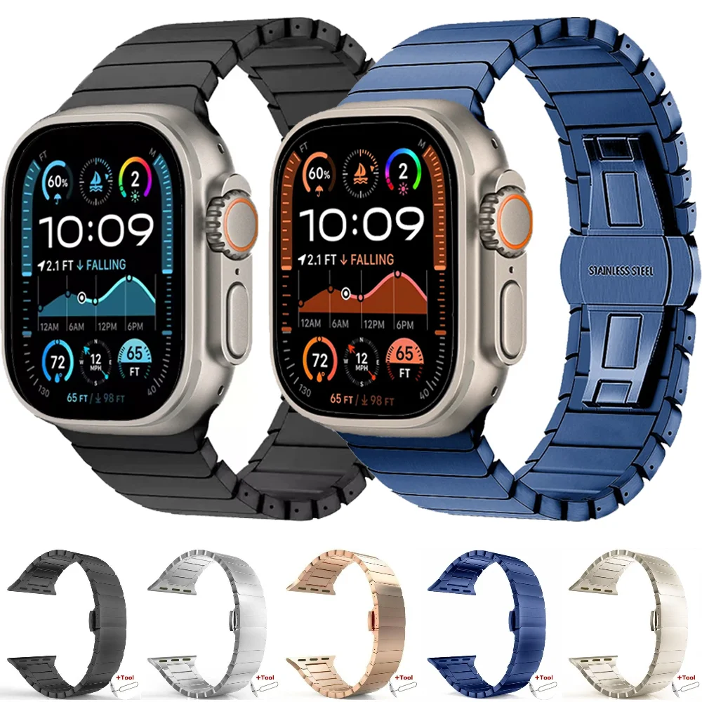 

Металлический ремень-браслет для Apple Watch Band Ultra 2 49 мм 45 мм 41 мм 44 мм 40 мм 46 мм 42 мм Correa iWatch 10 9 8 7 6 5 4 SE2 Ремешок