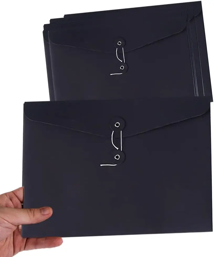

10pcs A4 Kraft Paper Envelopes Portfolio Foolscap File Folders Document Folder with String Fastener Closure Wallet