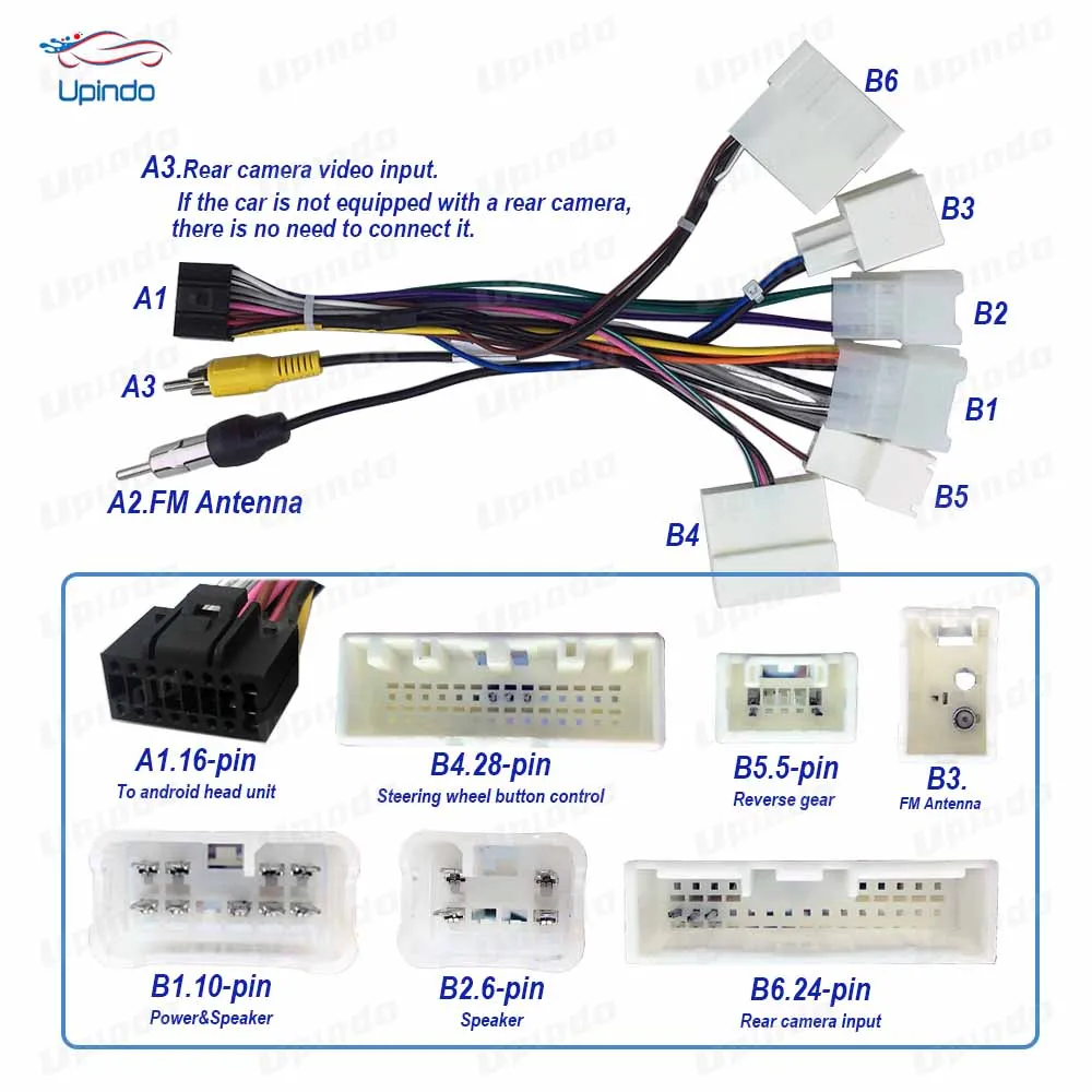 Car Stereo Power Cable Adapter 16Pin Android Radio Head Unit Wiring Harness Connector for Subaru Legacy