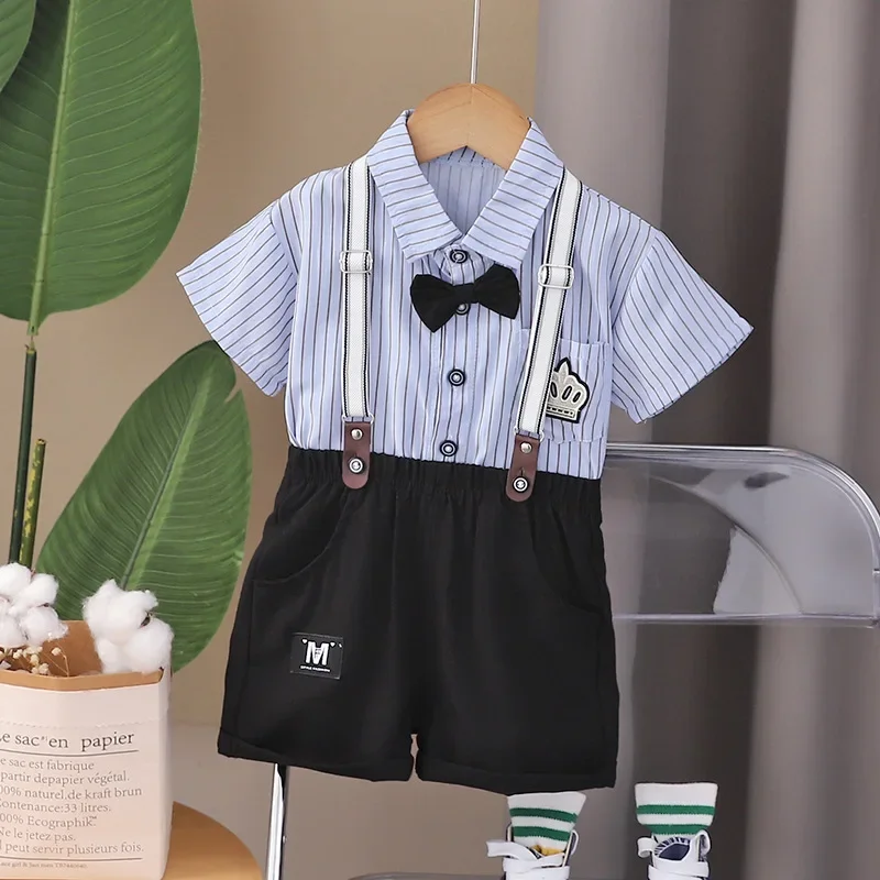 

New Summer Baby Clothes Suit Children Striped Shirt Shorts 2Pcs/Sets Kids Boys Clothing Toddler Casual Costume Infant Tracksuits