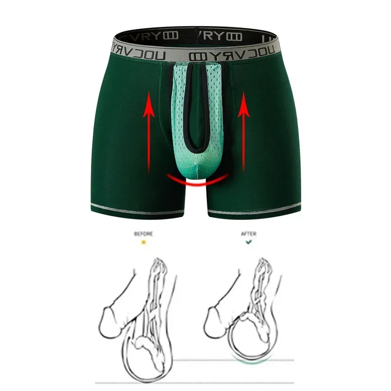 Man Big Dick Boxers Testis Support Crotch Design Underwear Penis Pouch Briefs Cure Varicocele Improve Sex Ability Sexy Lingerie