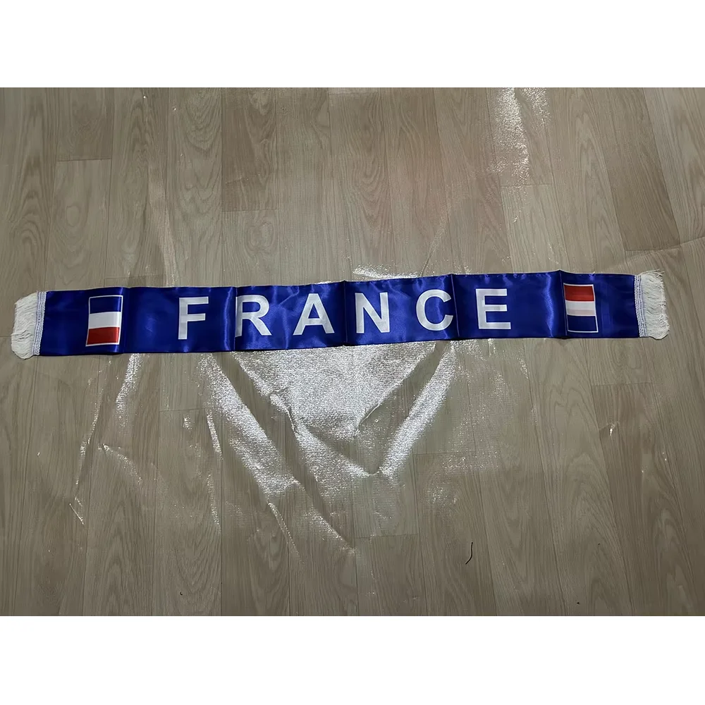 Bufanda de Francia 14x135cm, Doble Cara, Estampada con la Bandera de Francia, Bufanda de Satén Francesa, Apta para Eventos Deportivos de la Copa Mundial de 2026