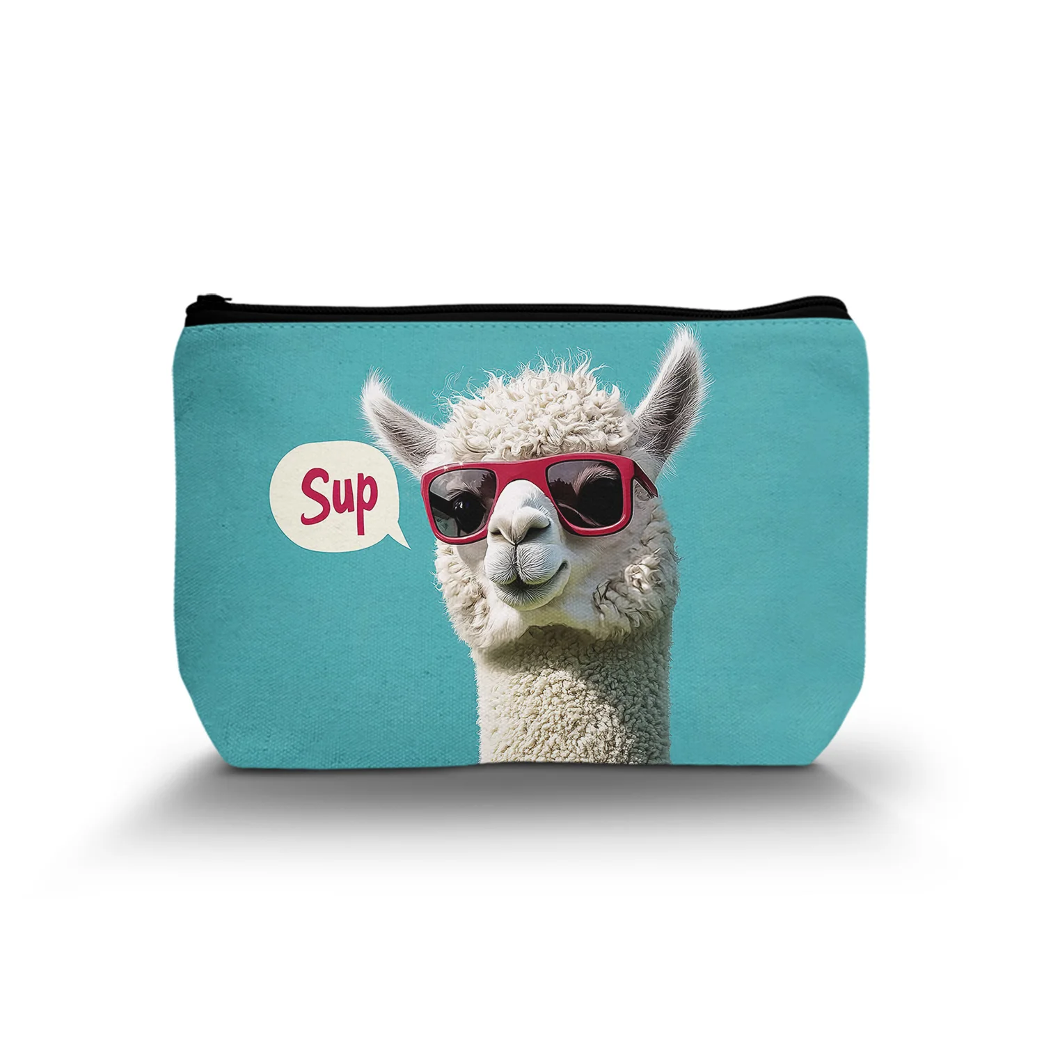 1Pc Cute Llama Cosmetic Bag Floral Zipper Portable Women Makeup Bag Suitable For Alpaca Lovers Best Gift For Friends Sisters B