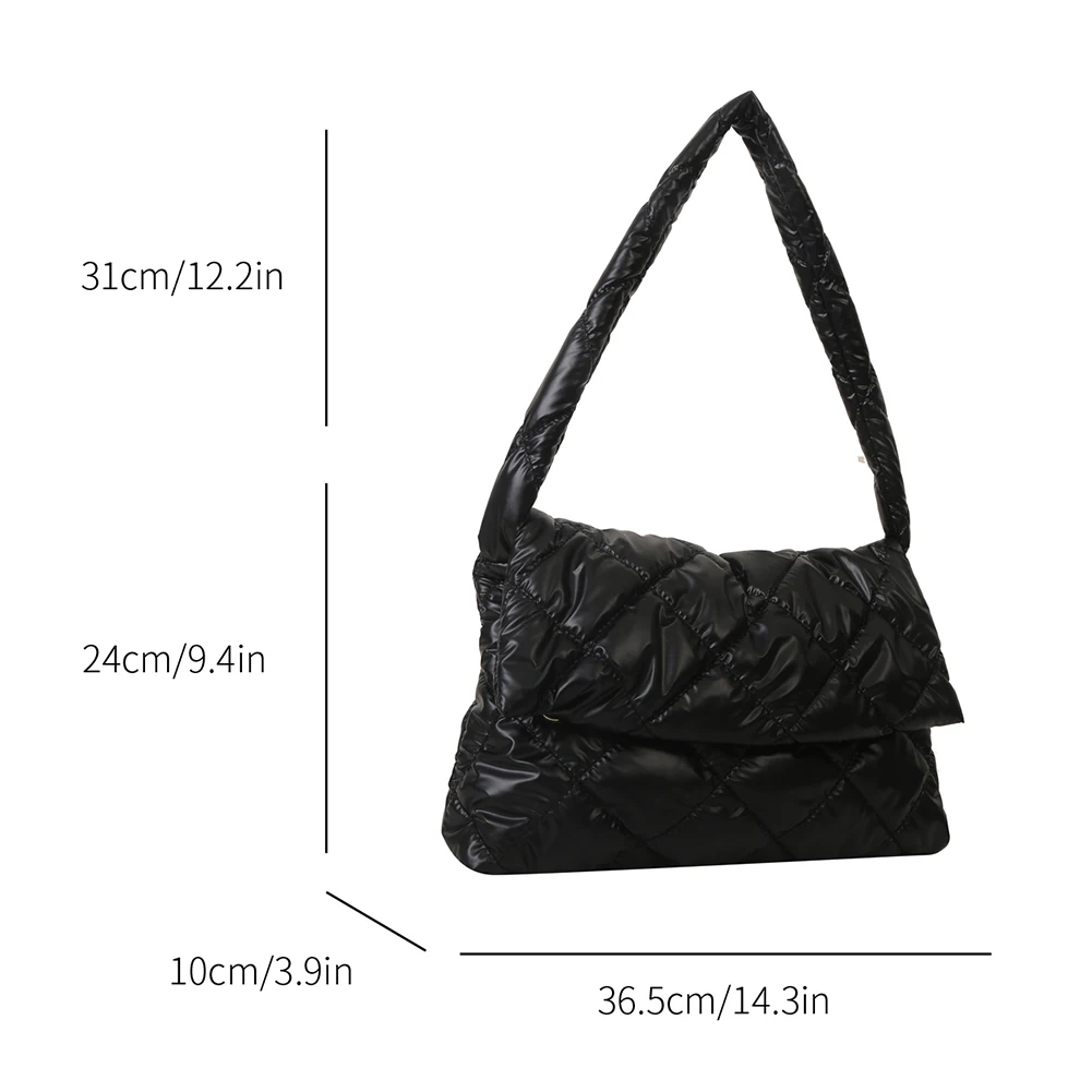 Women Soft Nylon Side Bags Puffy Tote Bag Stylish Large Capacity with Adjustable Strap for Daily Office Use Simple Commute Bag