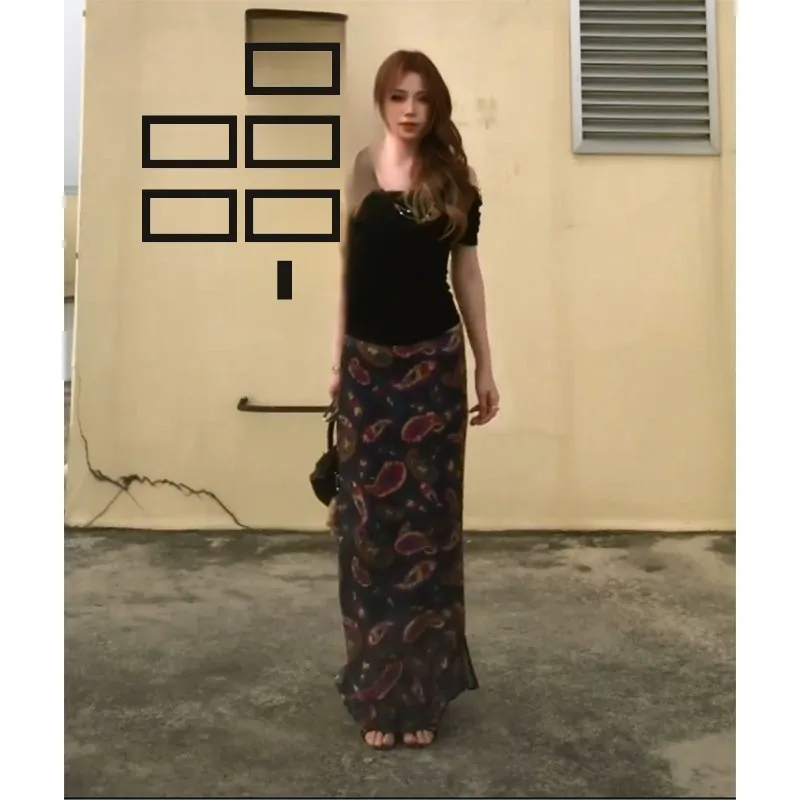 

Новая женская летняя юбка с низкой талией и принтом, легкая, в стиле Maturi Wind, с узором Peaco, длинная, фасон «рыбий хвост», коллекция 2025 года