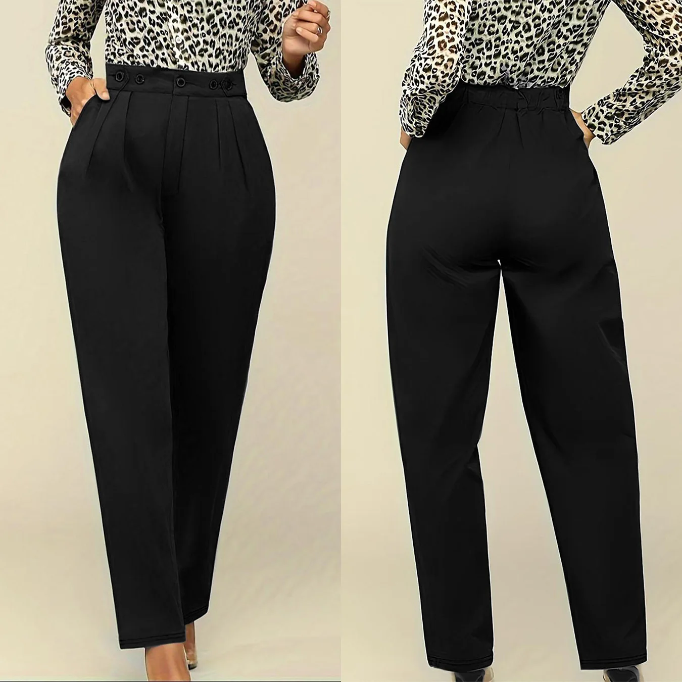 

Women Solid Pants Casual Capris Straight Camo Ankle Length Button Fly Mid Waist Loose Fit Slight Strech Street Wear 2025 Autumn