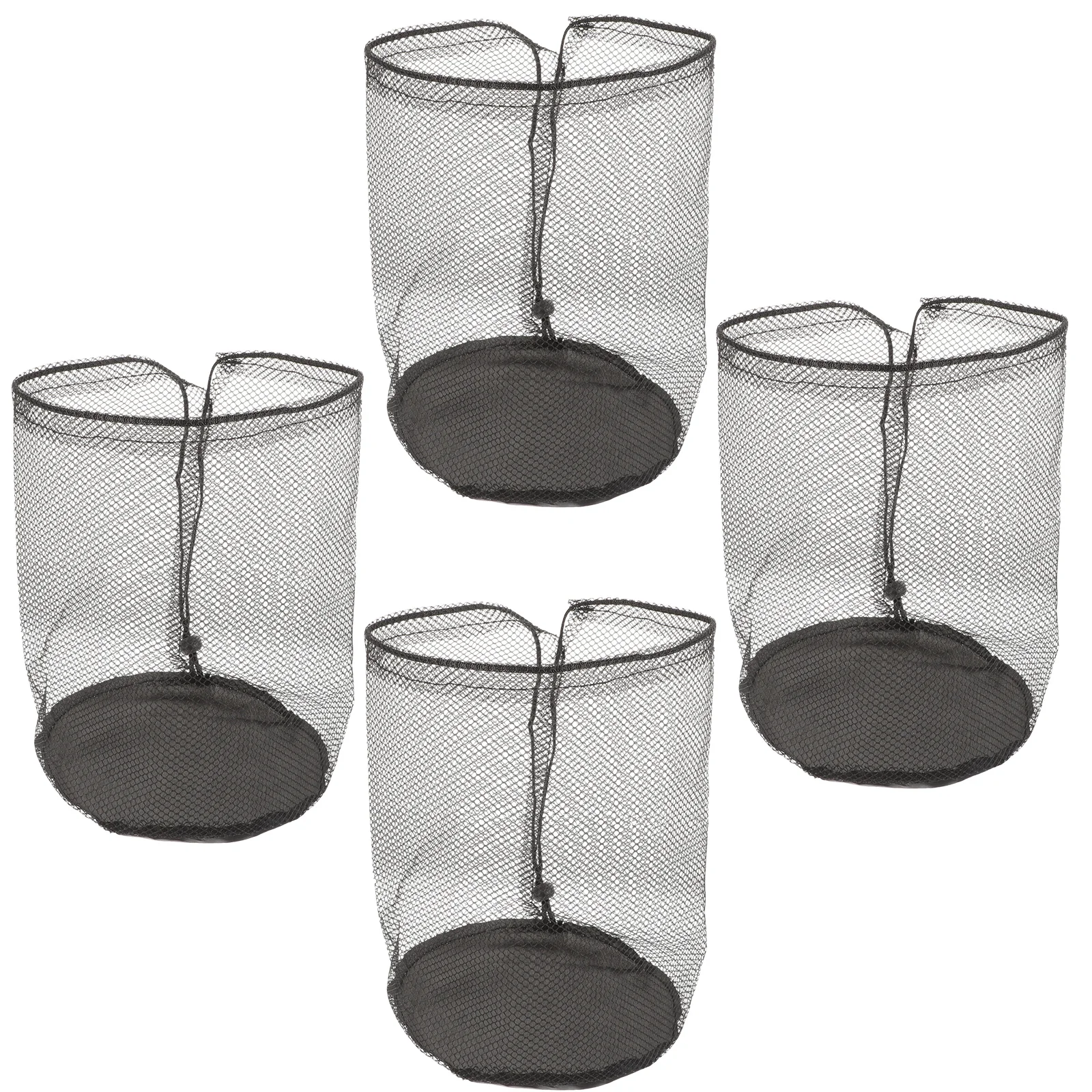 Cono per rete per piatti con logo da 4 pezzi con attrezzatura con coulisse, portaoggetti nero, da viaggio portatile