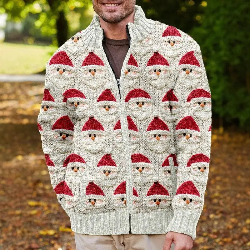 

Мужской свитер Cisas Cisas: свободный крой, 3D-принт, полиэстер, длинный рукав, для активного отдыха, утепленный