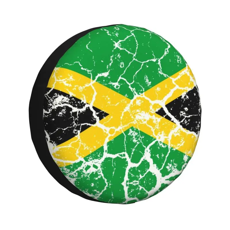 Custom Jamaican Flag Distress Tire Cover 4WD 4x4 RV Jamaica Proud Spare Wheel Protector for Jeep Toyota Mitsubishi 14