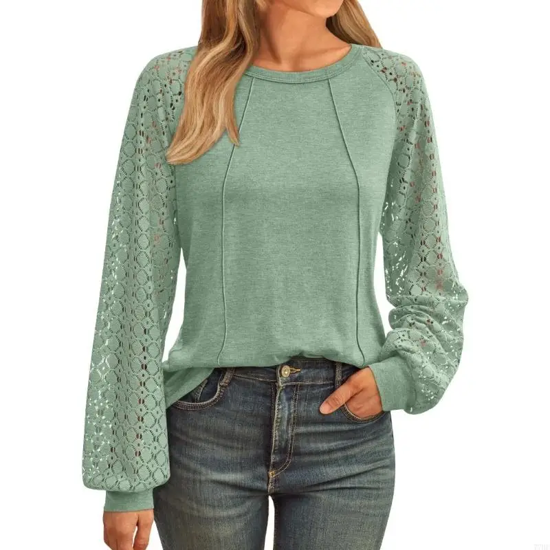 77HE Womens Long Sleeve Shirts Casual Tops Dressy Outfits Fall Fashion Blouses Lace Clothes Y2k