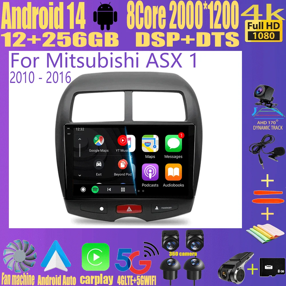 

Android 14 For Mitsubishi ASX 1 2010 - 2013 2014 2015 2016 Multimedia Car TV Vehicle Video GPS Navigation Stereo Radio NO DVD