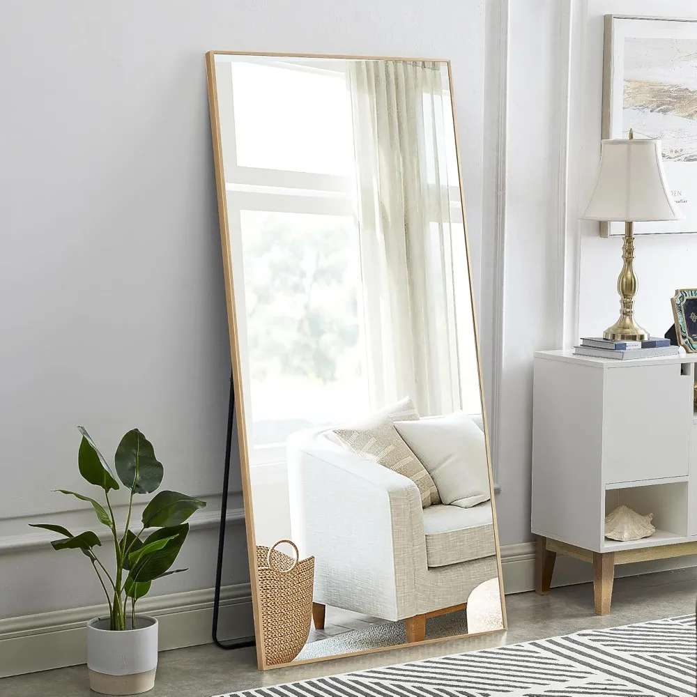 

71"x32" Modern Aluminum Mirror Full Length Mirror Free Standing Leaning/Hanging/Mounted Mirror with Thin Aluminum Frame