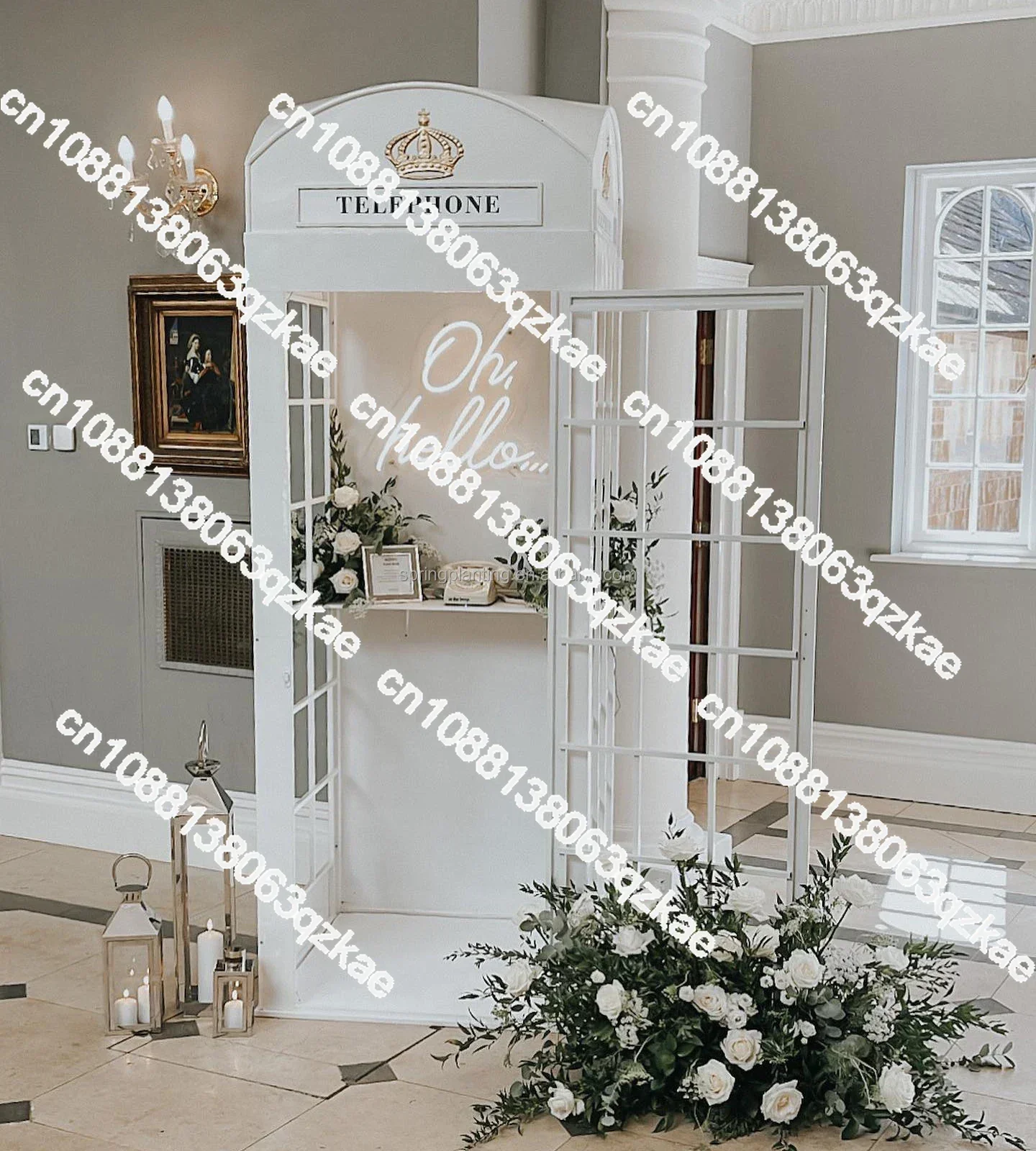 White Telephone Booth Wedding Decoration Ornaments