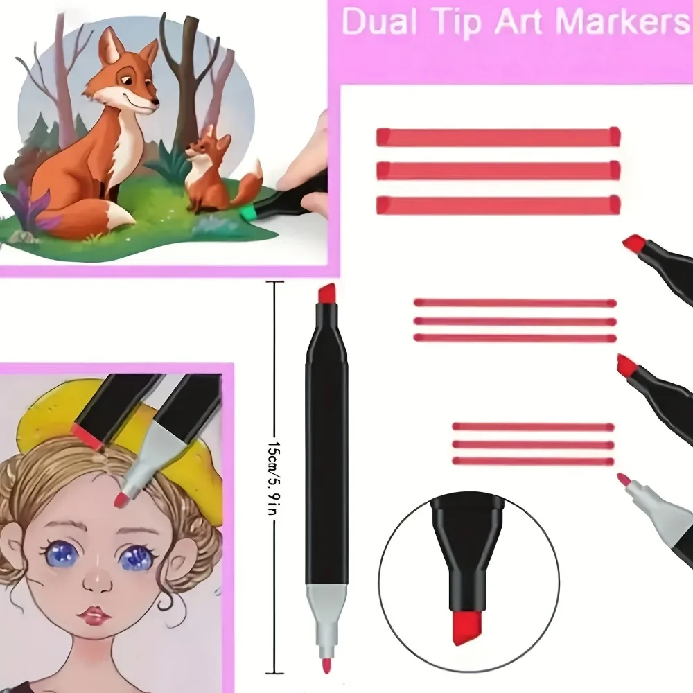 Dual Tip Alcohol Based Art Markers, Alcohol Marker Pens, Art Set Drawing Markers Pen, Perfect for Adult Coloring Books Sketching And Card Making, Teens, Mother'S Day And Christmas Gifts view 3