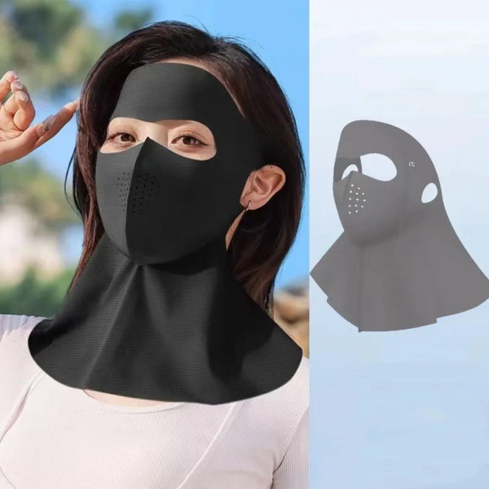 

Sunshade Summer Full-Face Sunscreen Veil UPF 50+ Breathable Ice Silk Face Cover Anti UV Outdoor Neck Wrap Cover Woman Man