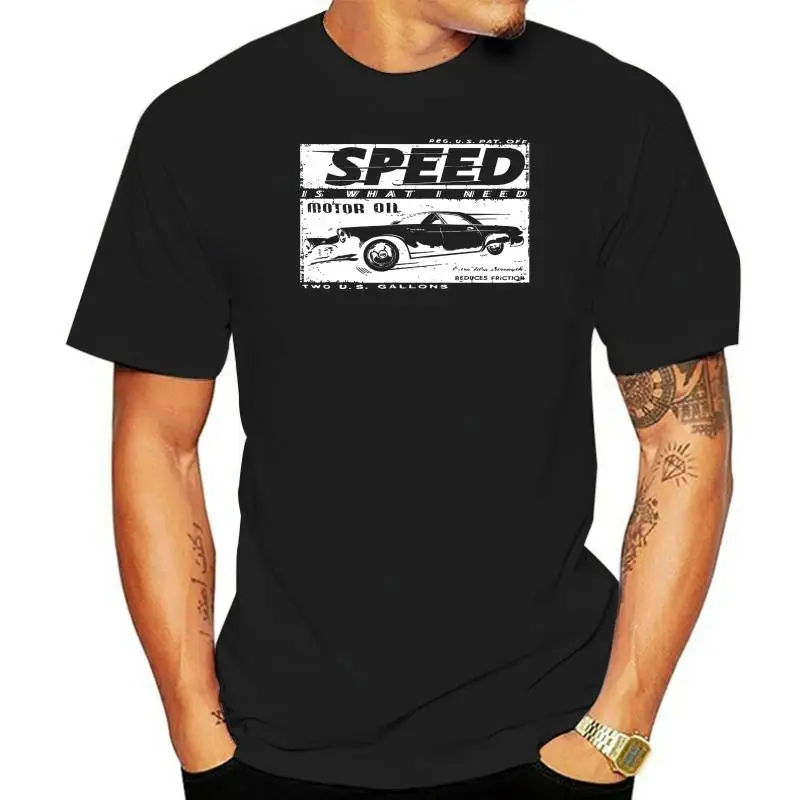 2022 Summer Cotton Tee Shirt T-shirt Speed Motor Oil Americaines Vintage V8 Hot Rod Rockabilly Fashion T-shirt