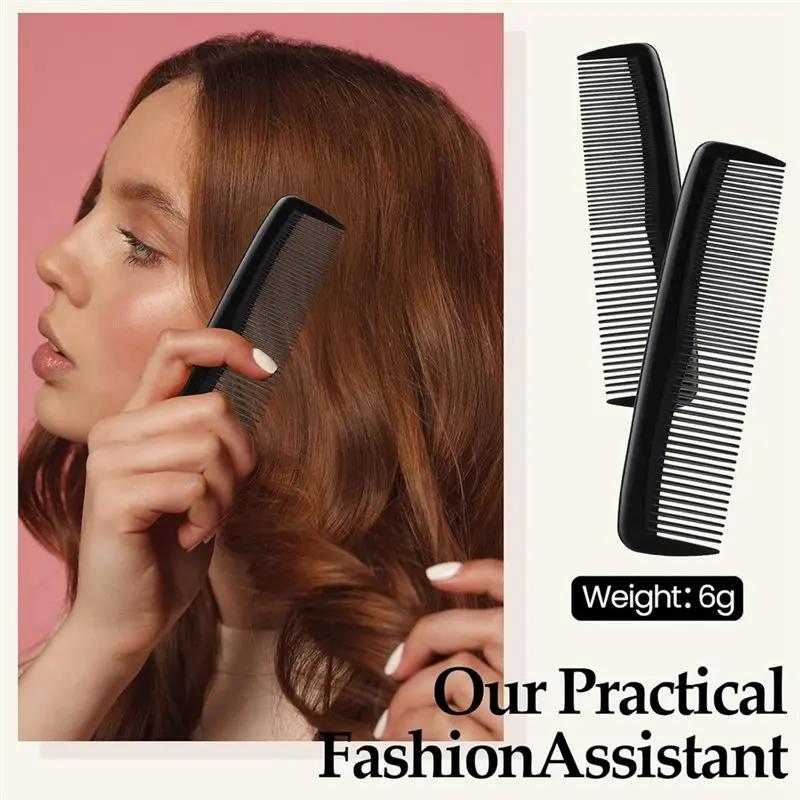 IALJ-Bulk 100 pezzi pettini per capelli 5 pollici denti fini e larghi set di pettini tascabili in plastica nera per donne uomini, viaggi in hotel