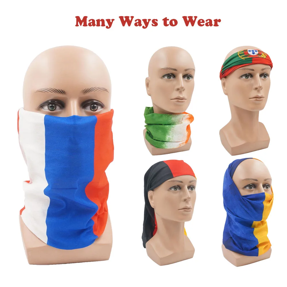 Paesi europei ghetta per viso e collo bandiera nazionale Bandana fascia per capelli da esterno tubo sciarpa da ciclismo antipolvere copricapo da corsa Snood