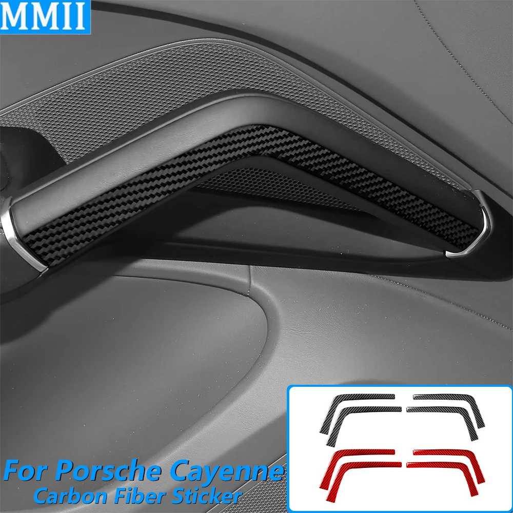 

Для Porsche Cayenne 9Y0 9YA 9YB E3 2018-2023: Накладка на внутреннюю ручку двери из настоящего карбона, декоративная накладка на боковую ручку, аксессуар для автомобиля, наклейка