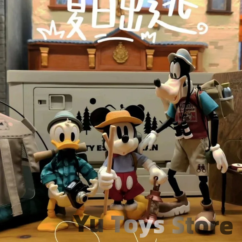 Original Disney City Escape Plan Camping Figure Donald Duck Goofy Mickey Model Statue Movable Joint Model Model Surprise Gift