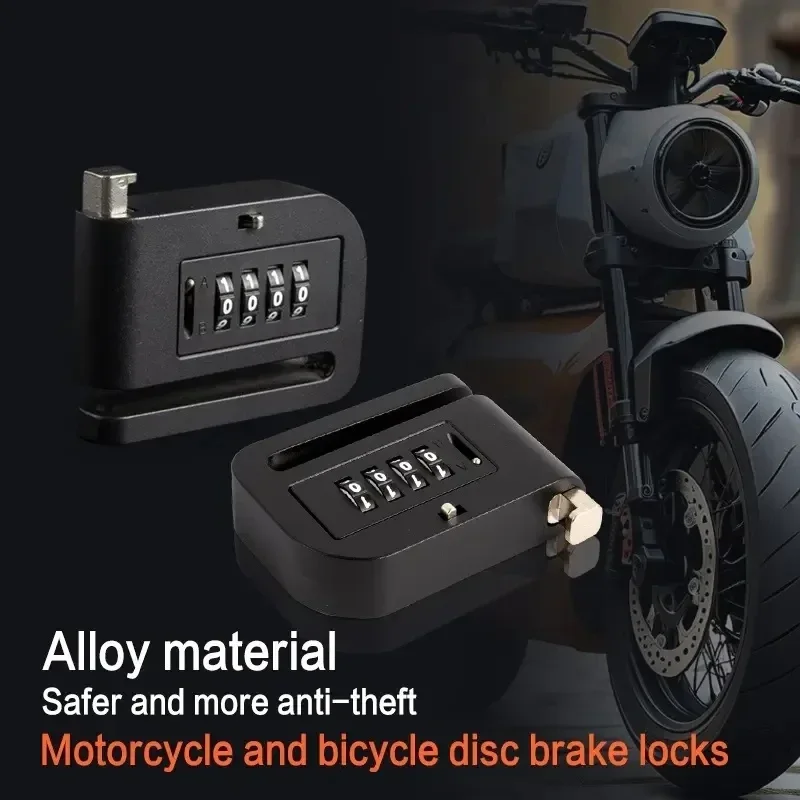 Motorcycle Password Disc Brake Lock Anti-pry Disc Lock Waterproof Rust-proof Electric Bike Anti-theft Lock Accessories