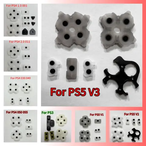 PS3/PS4/PS5 게임 패드 컨트롤러용 50개 세트 – 1.0, 2.0, 3.0, 4.0, 5.0 버전 실리콘 전도성 고무 버튼 패드