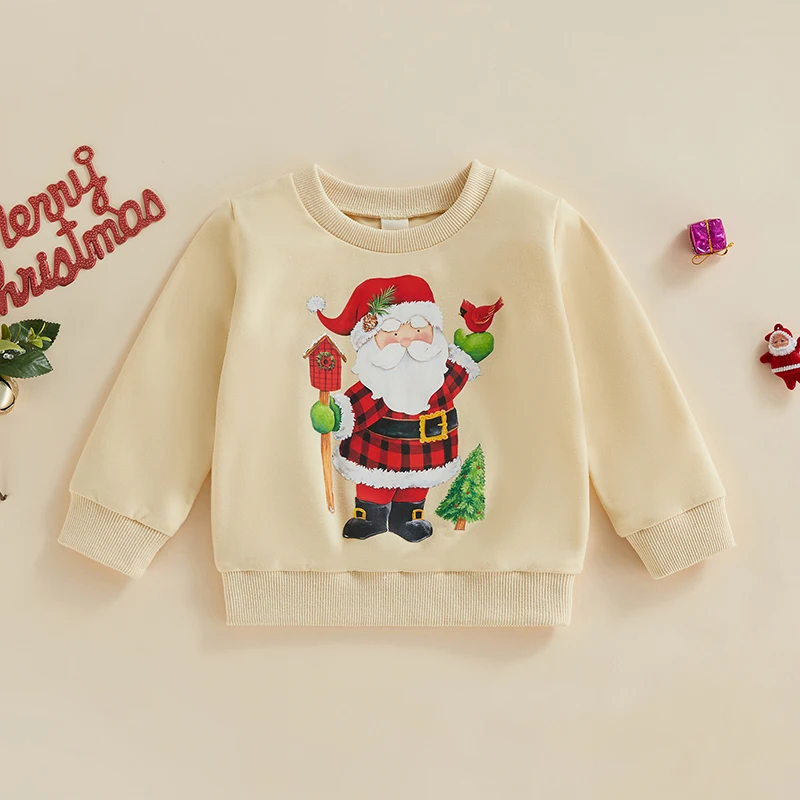 

Kids Christmas Hoodie Festive Reindeer Snowflake Print Pullover Sweatshirt with Long Sleeves and Hooded Neckline