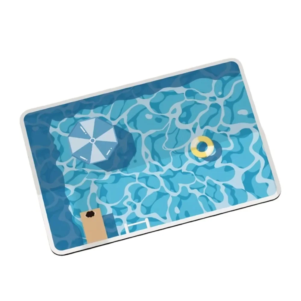 HLH Diatomaceous Earth Cartoon Pool Pattern Bathmat Water-absorbing Quick-drying Entrance Door Mat Scratch Resistant Anti-slip