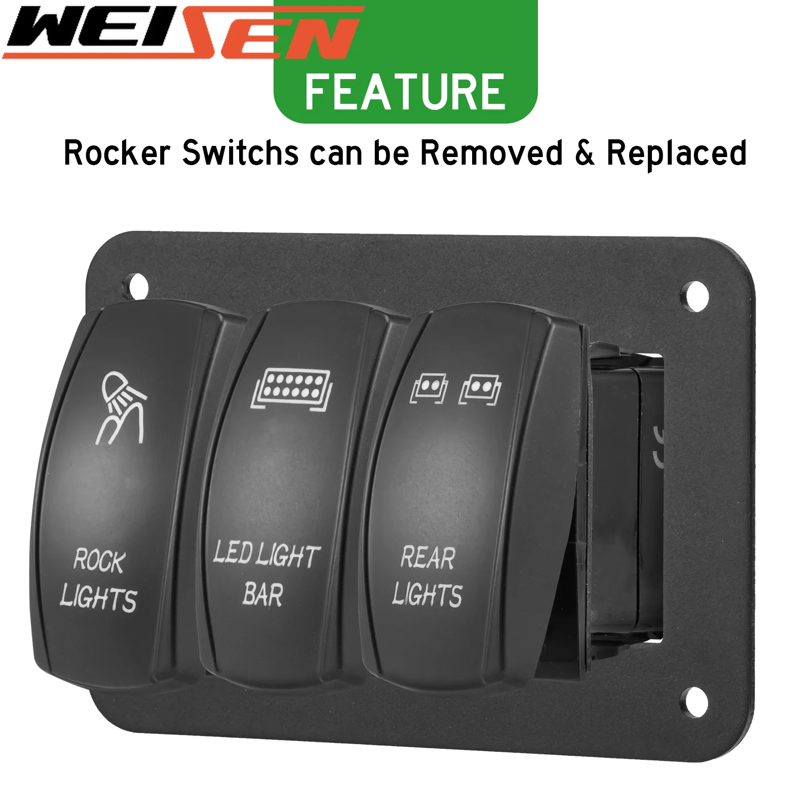 

Auto 3 Gang Rocker Switch Panel Fits 12V-24V LED Toggle Rocker Switch For SUV Truck 4X4 4WD Off Road Driving Fog Light Lamp