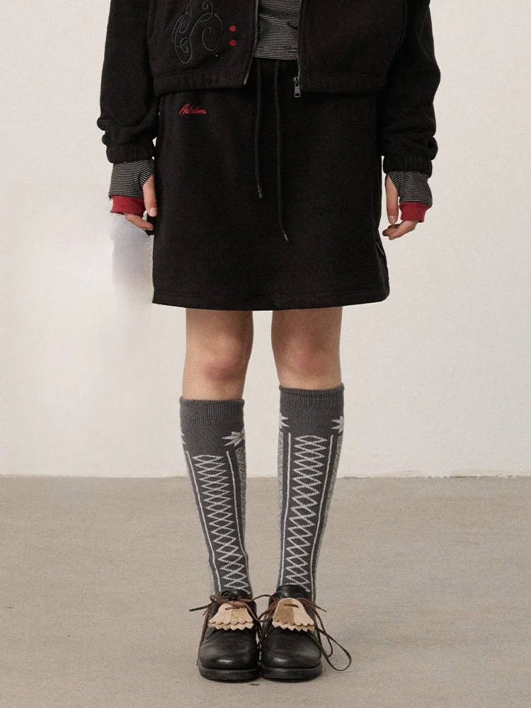 

Achihara Multi-Color Fleece A-Line Skirt Casual Style Low Waist Design Polyester Fabric Commute Suitable Women's Skirt