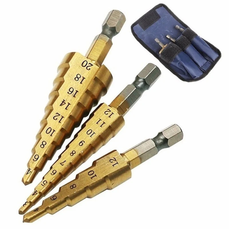 3pcs HSS Cobalt Multiple Hole 50 Sizes Step Drill Bit Set Tools